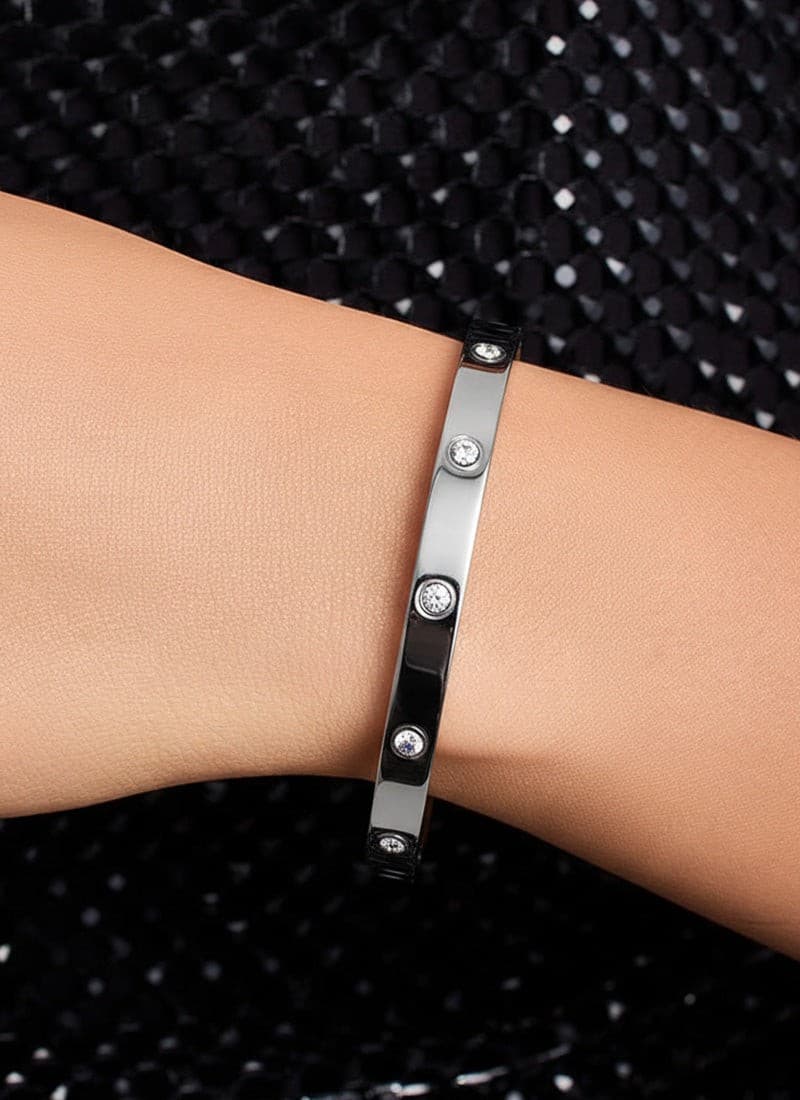 Crystal Orbit Bangle Bracelet