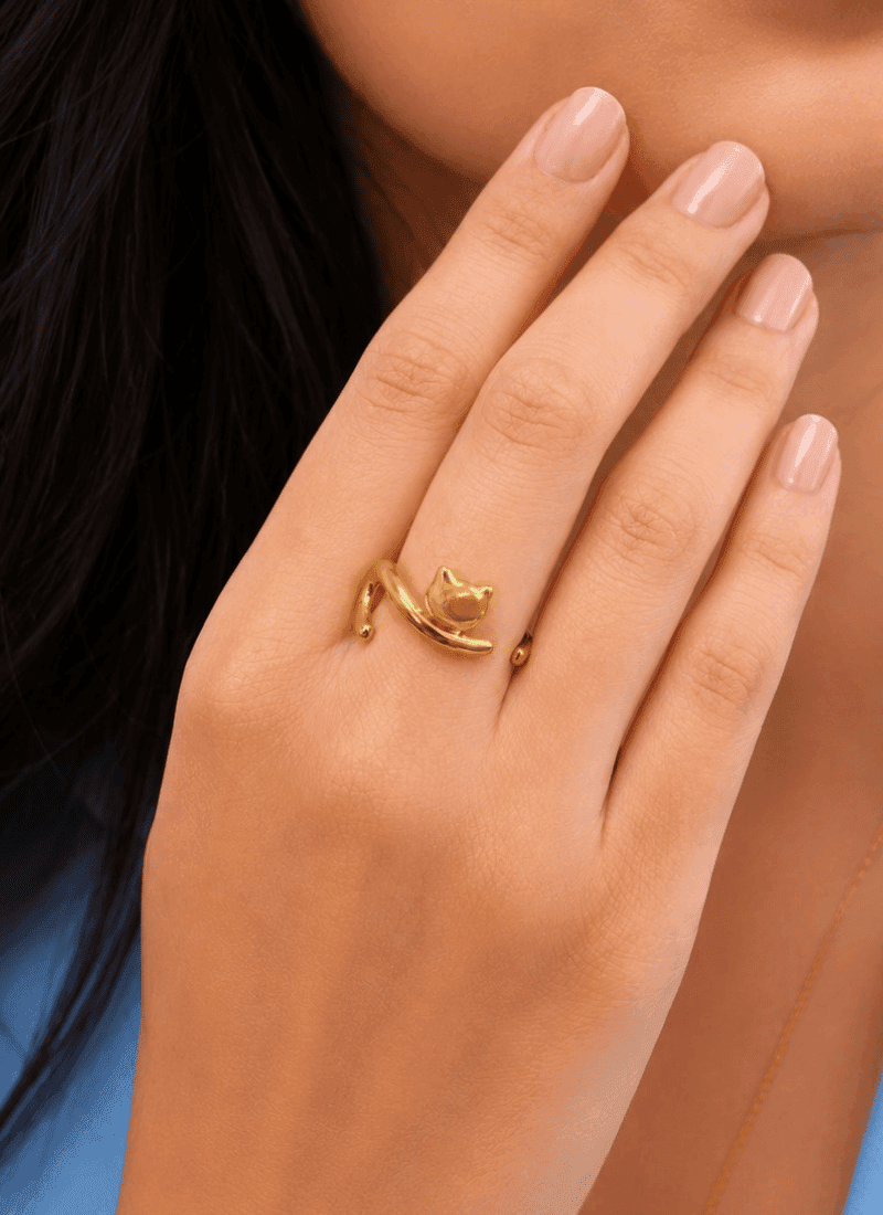 Golden Kitty Ring