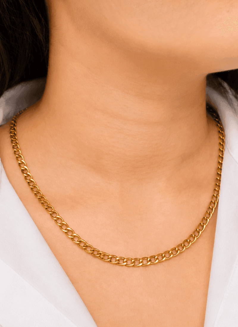 Golden Curb Chain Necklace