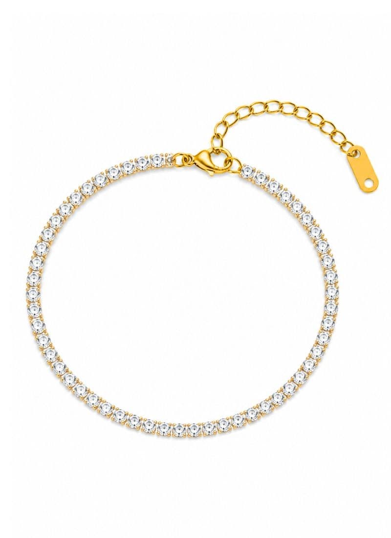 Slim Sparkle Tennis Bracelet:White